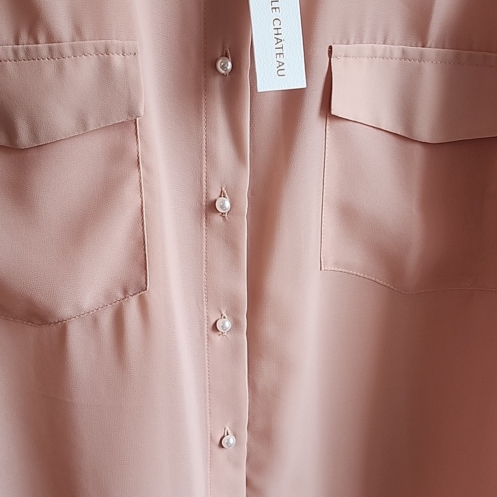 Le Chateau Light Pink Blouse with Tie Cuffs 2XL - Picture 4 of 7